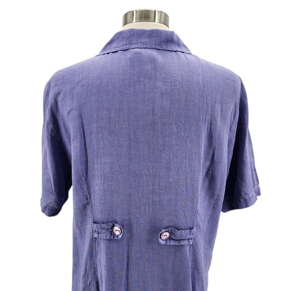 Vintage Coldwater Creek Womens Petites PL Dress Linen Maxi Purple Button - Picture 5 of 8
